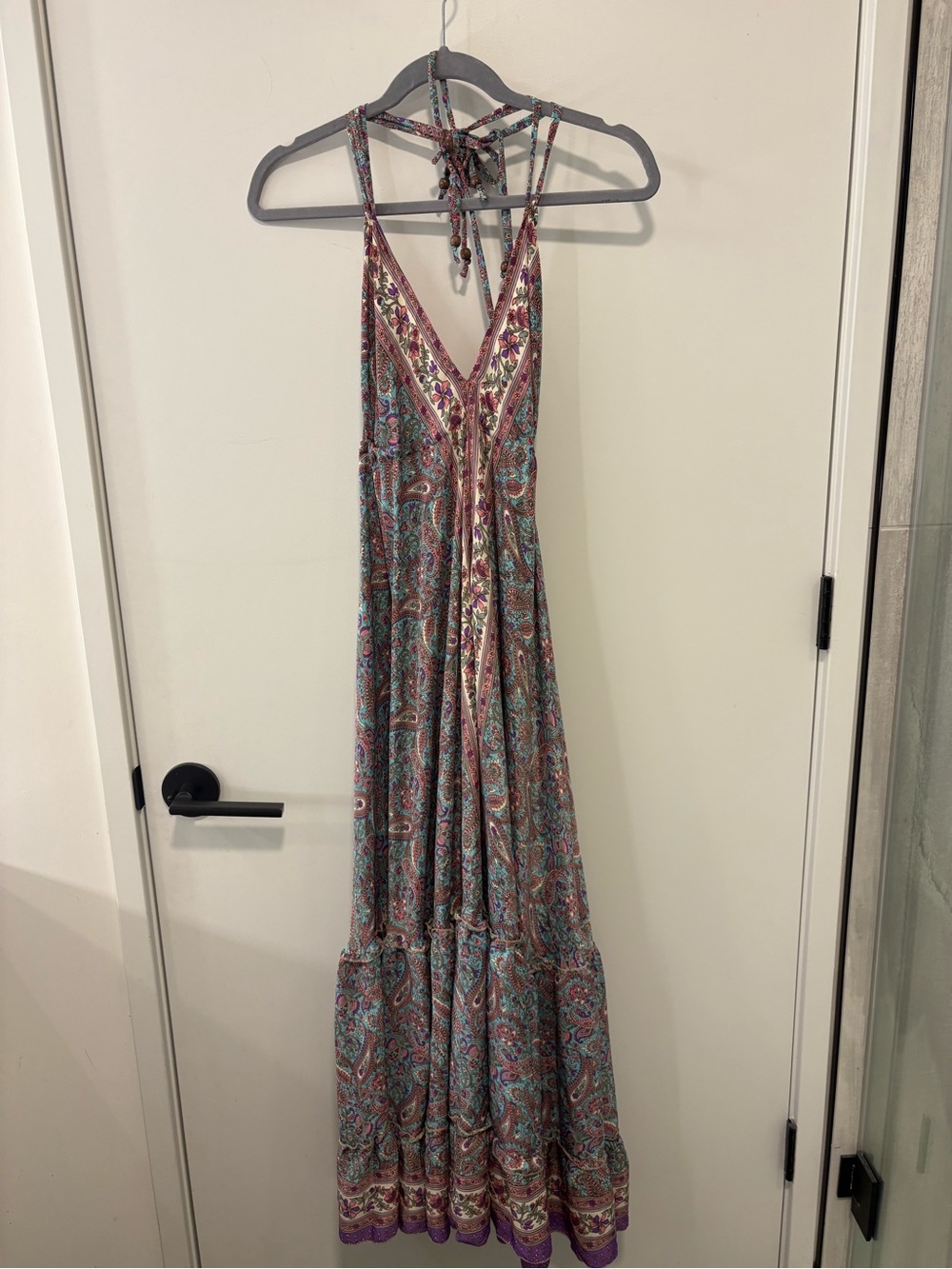 Bohemian V-Neck Maxi Dress in Multicolor Paisley
